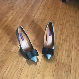 Gray Bow Front Heels